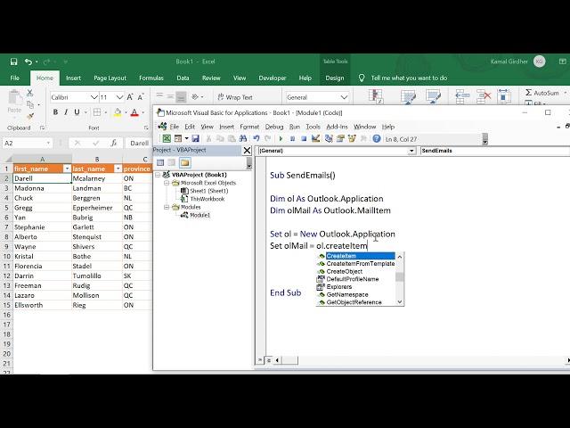 Excel macro to open outlook mail item | Lecture 2