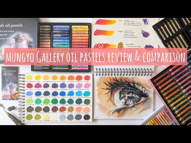 Mungyo Gallery Oil Pastel Swatch, Review, Painting & Comparison with Pentel, Paul Rubens & Sennelier