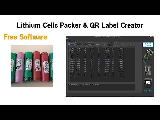 Lithium Battery Pack Calculator and QR Code Label Creator Software