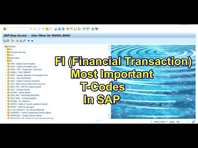 Most Important SAP FI Transaction Codes : SAP FI TCODES :  SAP FICO TCODES
