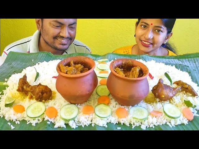 Massive Handi Chicken Curry With Rice Eating Challenge