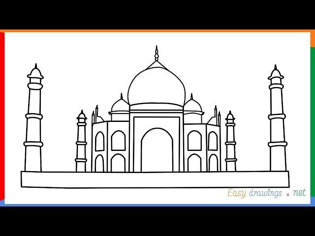 How to draw a beautiful Taj mahal step by step