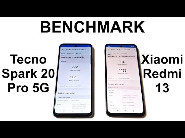 Xiaomi Redmi 13 vs Tecno Spark 20 Pro 5G - BENCHMARK COMPARISON