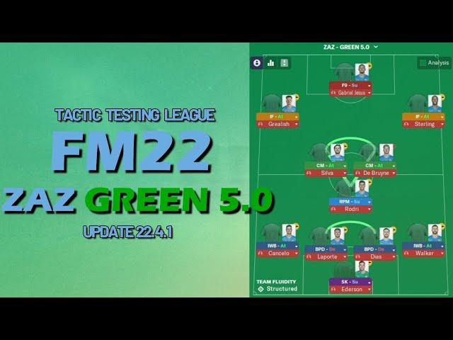 Tactic Testing League - ZaZ GREEN 5.0 - FM22 - Football Manager 2022