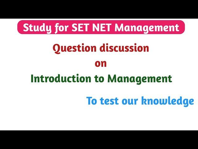 TNSET 2021| Introduction to Management | Questions discussion in Tamil