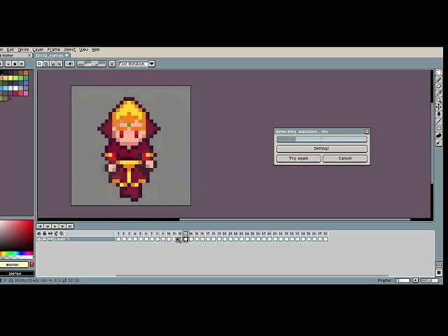 Creating pixel art characters with rotation and animations in one click