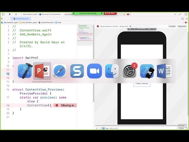 iOS App Development 1 - Class Session - 2/4/2021 - UI Swift Programming, Part 1