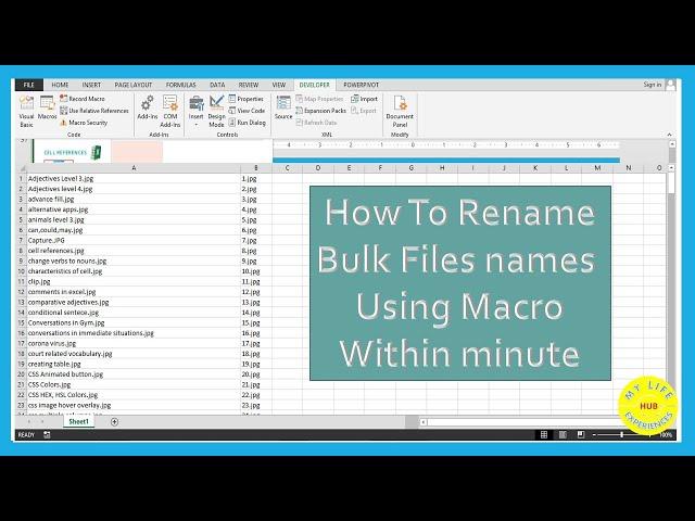 How To Rename Bulk Files names using Macro Through Excel