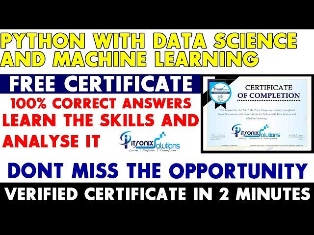 Python With Data Science and Machine Learning Free Certificate | Online Data Science Certification