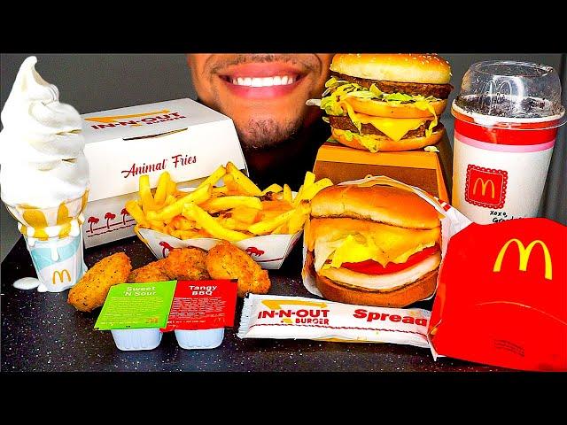 McDonald’s vs In N Out Chicken Nuggets McFlurry Animal Style French Fries Big Mac Jerry Eating