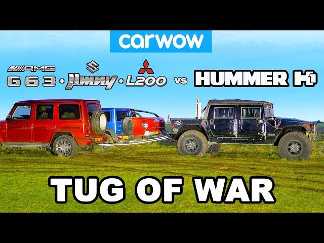 Hummer H1 vs G63 + Jimny + L200: TUG OF WAR!