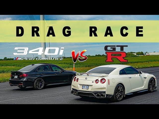 Tuned BMW 340i XDrive vs Nissan GTR R35, the walk is real. Drag and Roll Race.