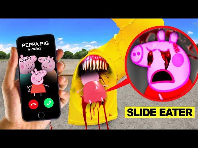 DRONE CATCHES SLIDE EATER EATS ALL PEPPA PIG ON CAMERA!