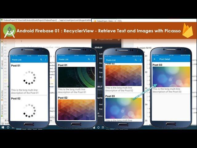 Android Firebase 01 : RecyclerView - Retrieve Text and Images with Picasso
