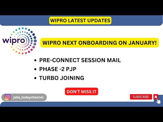 WIPRO ELITE ONBOARDING UPDATE | PRE - CONNECT SESSION | PJP MAIL | TURBO JOINING -- JAN | 2022 |