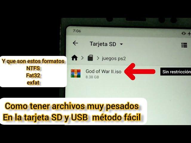 como copiar archivos de gran tamaño a la tarjeta SD y USB  quitar restricción de 4 GB