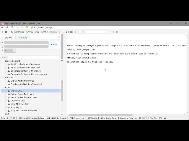 How to extract all URLs from text (Clever Notepad Tutorial)
