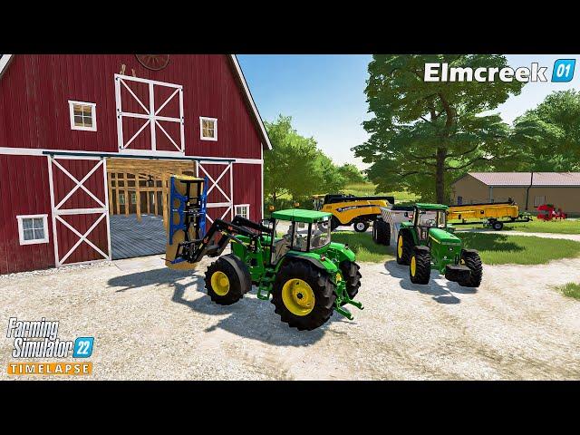 Farming Simulator 22Elmcreek #01Starting a NEW Farm. Harvesting Wheat & Oat. Plowing & Liming4K