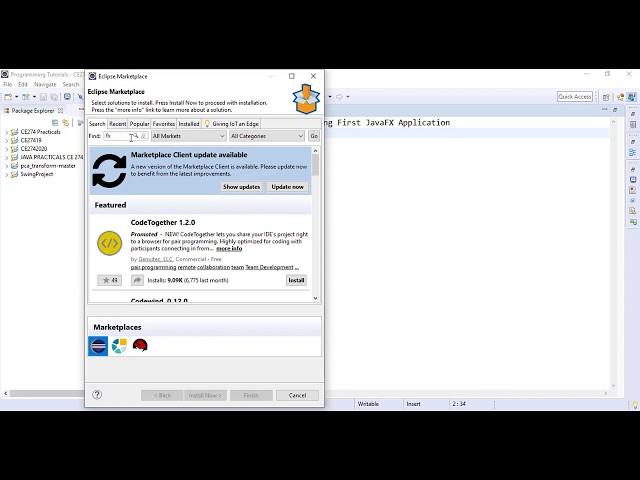 Installing JavaFX on Eclipse IDE