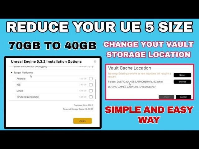 How to Reduce UE 5 Storage and Change Your Vault Storage Location in Telugu | Sumanth 2122