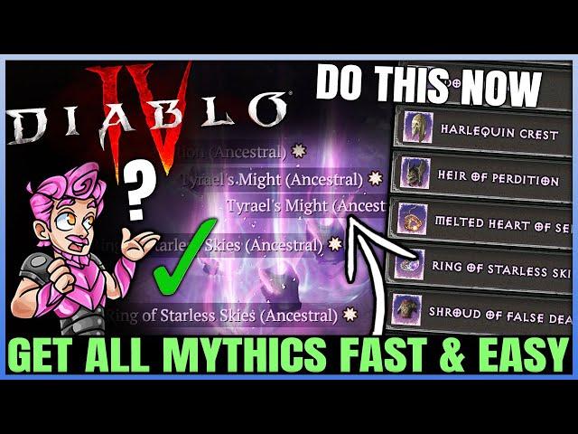 Diablo 4 - Get ALL Mythic Uniques Fast & Easy Guide - New Season 6 Mythic Unique Fast Farm Trick!