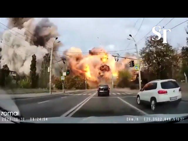 Ukraine War: Dashcam footage shows terrifying moment Dnipro hit by Russian strikes