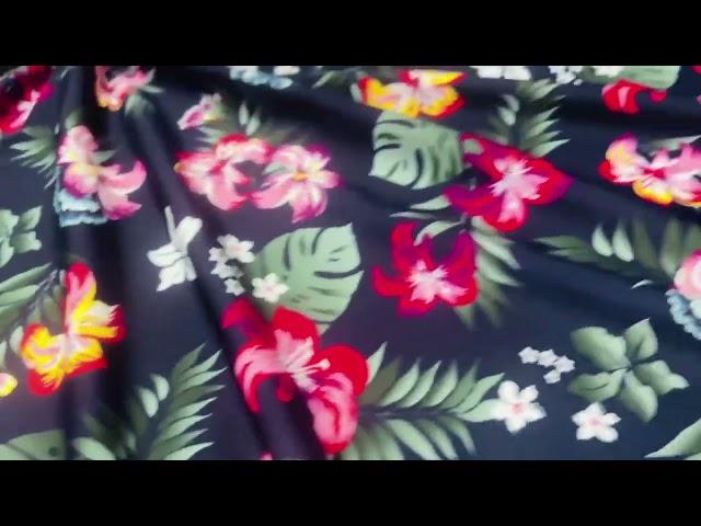 Floral Print Nylon Lycra Spandex Fabric 4 Way Stretch by Yard for Swimwear