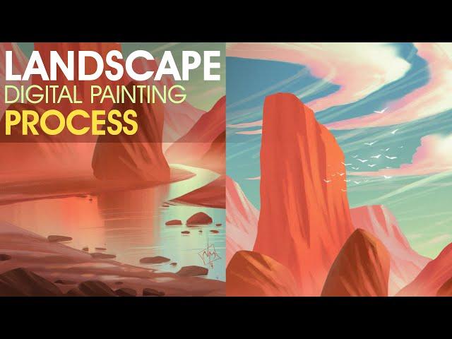 Landscape Digital Painting For Beginners | Photoshop Art Tutorial | From Sketch To Final Image