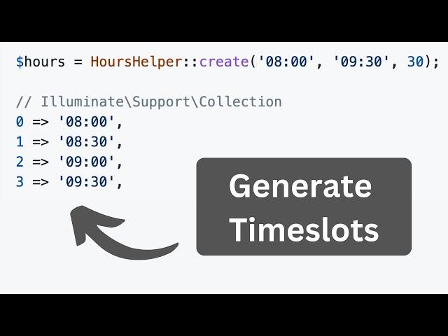 Laravel Hours Helper Package: Timeslots into Collection