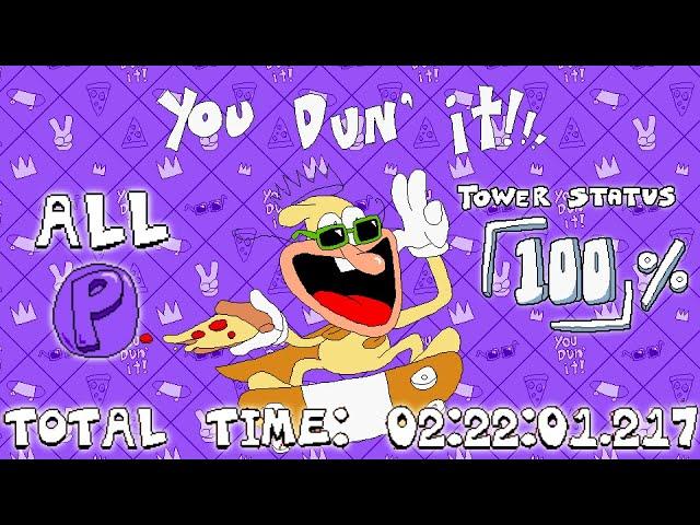 Pizza Tower: All P Ranks 100% Speedrun as The Noise in 2:22:01.217