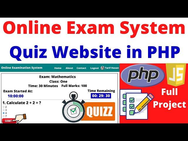 Online Examination System Project in PHP JavaScript | PHP Project | Online Quiz App System using PHP