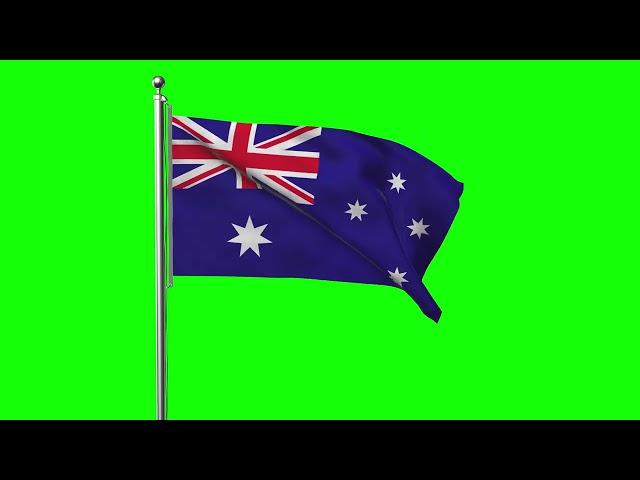 Green Screen Australia Waving Flag With Pole 4K #Australia