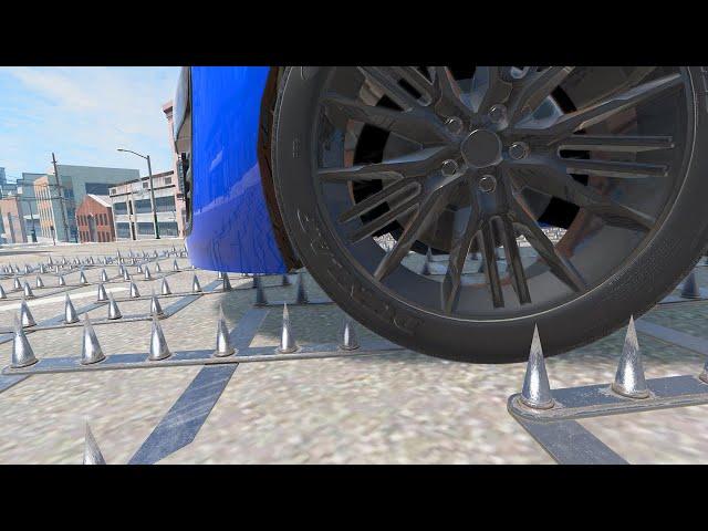 Cars vs spikes -Beamng.drive  Test the performance of the tire