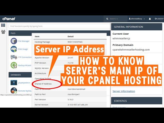 How to know Server's main IP of your cPanel hosting?