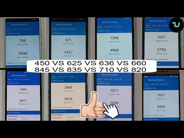 Antutu test Snapdragon 450 vs 625 vs 636 vs 660 vs 710 vs 820 vs 835 vs 845 benchmarks! 2018