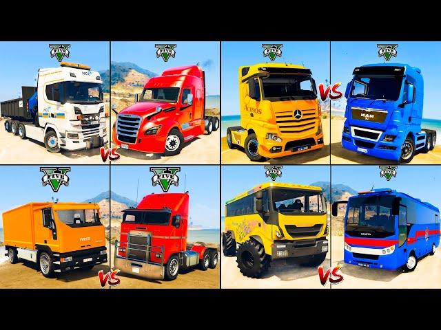 EuroMan Truck vs Mercedes Truck vs Service Truck vs Hauler Truck - GTA 5 Cars Which mod is best?