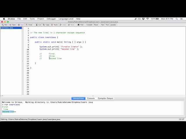 7. The new line( \n ) character / escape sequence - Learn Java