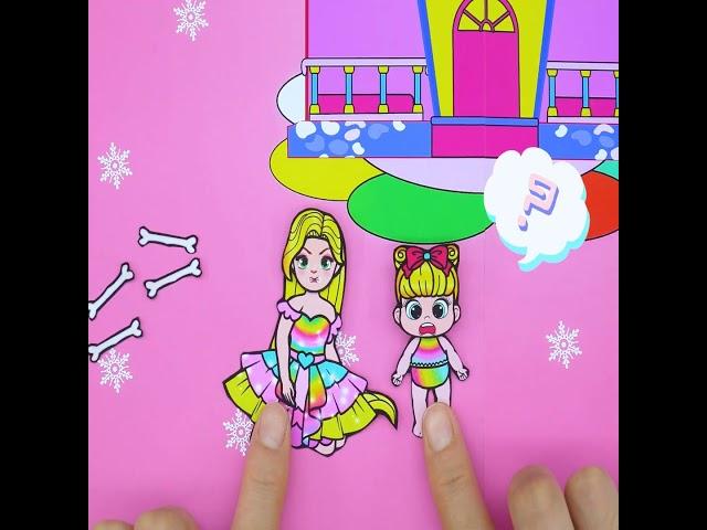 [paper diy] Rapunzel Poor and Bad Sister | Rapunzel Family 놀이 종이 #shorts