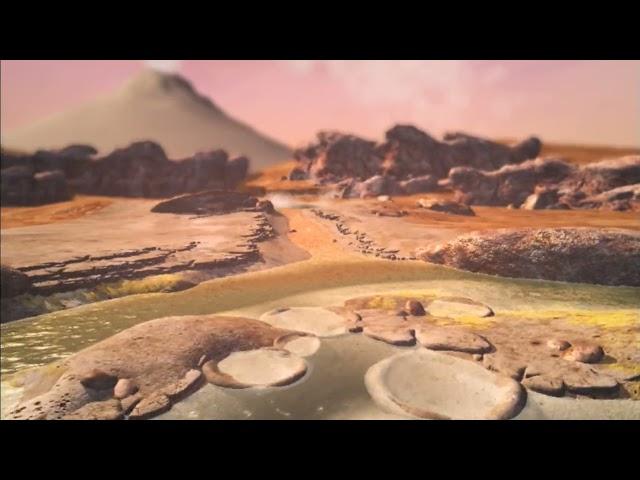 Movie of a volcanic hot spring geyser feeding a pool on an Archaean island (2X)