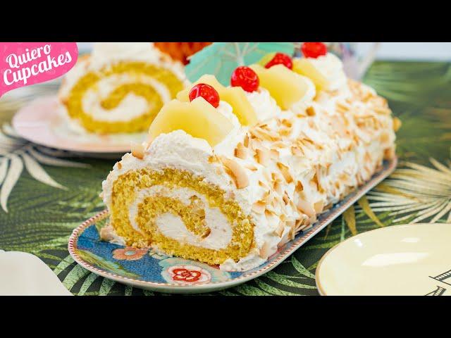 BRAZO DE GITANO DE PIÑA COLADA  | SABOR TROPICAL | QUIERO CUPCAKES