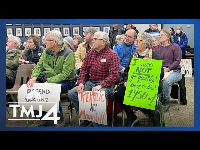 Democrats protest Donald Trump, Elon Musk at congressman's town hall