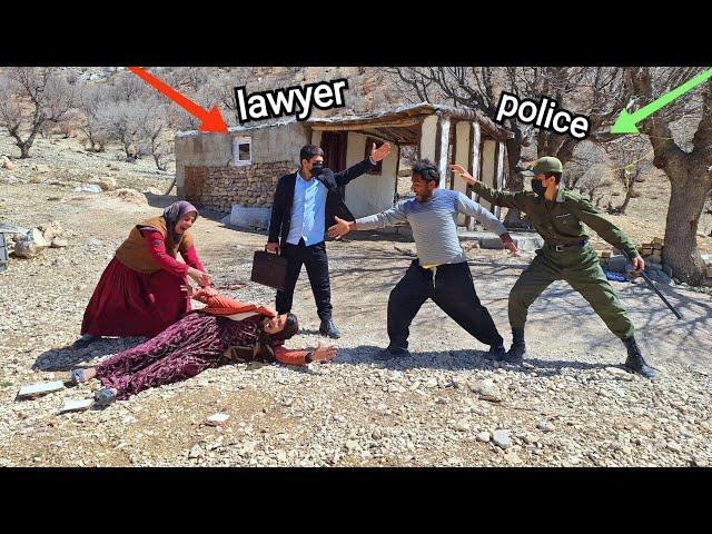 Tribal law: presence of police and lawyer defending Soheela's rights against her evil ex-husband