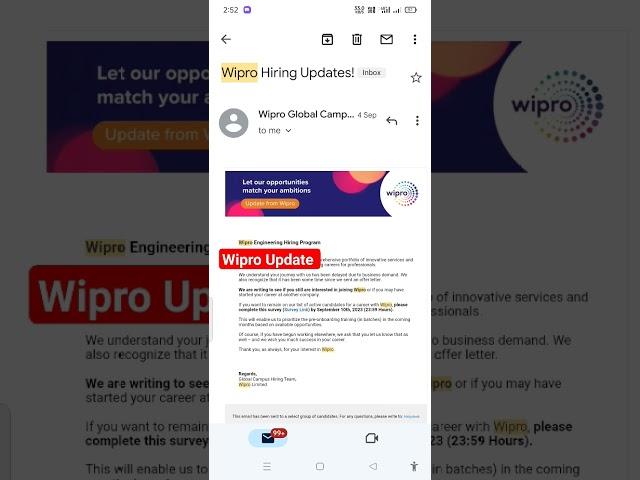 Wipro Hiring Update | Wipro Onboarding update for elite phase 1 and 2 candidates 2023