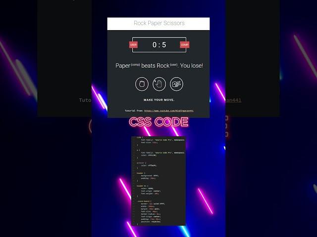 Rock-Paper-Scissors Game using HMTL, CSS and Javascript | By Codinggyan441