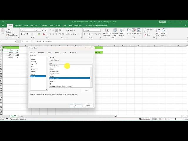 How to Extract Year from Date & Time Format in Excel