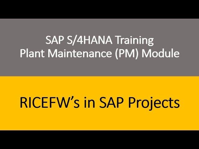 Video 36 - SAP S/4 HANA Plant Maintenance (PM) Training : RICEFW's in SAP Projects