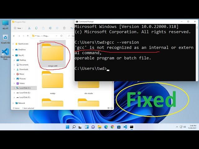 How to fix "MinGW installed but gcc is not recognize as an internal command on cmd Windows 11"