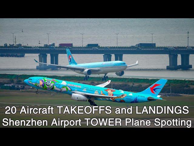 Amazing AIR PLANE TAKEOFFS and LANDINGS | Shenzhen Airport Tower Spotting