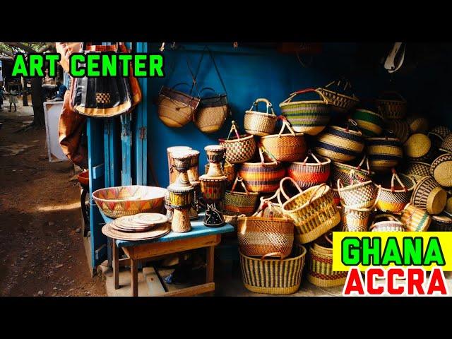 TYPICAL AFRICA DOMESTIC ART CENTER - ACCRA ARTS AND CRAFT CENTER, Ghana, walking tour 2023.