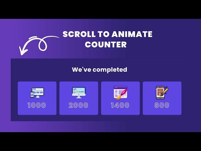 Responsive Counter up Animation on Scroll using HTML CSS & Javascript